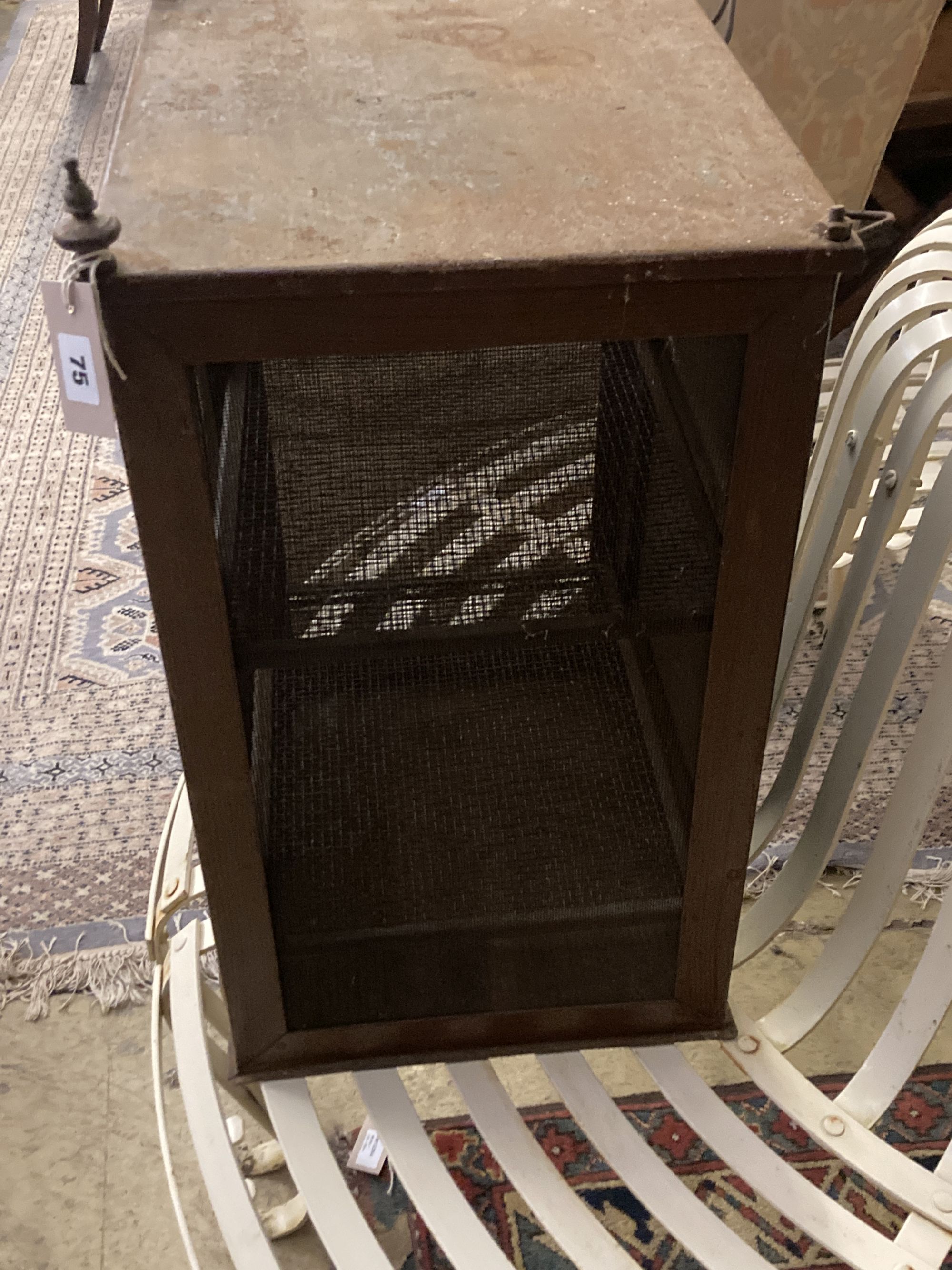 A 19th century metal food / meat safe, width 42cm depth 36cm height 60cm